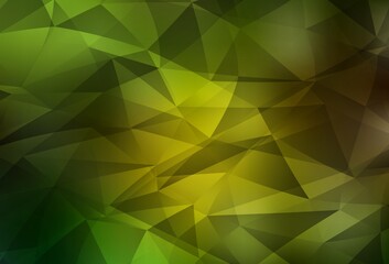 Dark Green, Yellow vector abstract polygonal pattern.