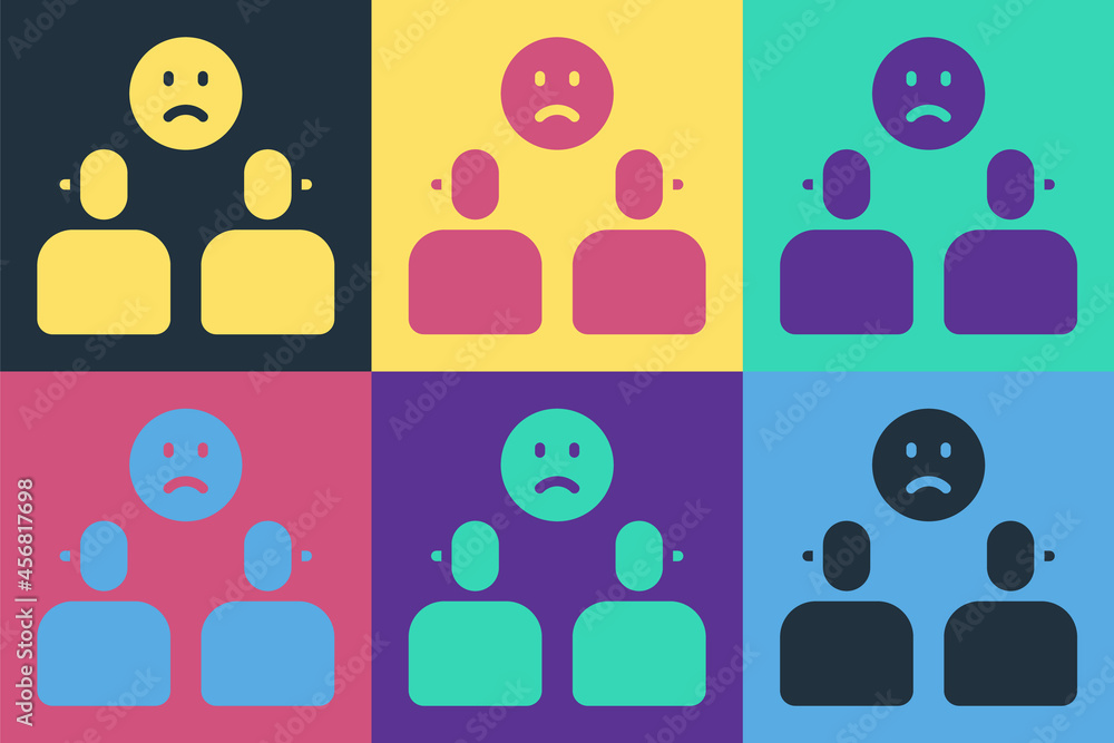 Poster pop art complicated relationship icon isolated on color background. bad communication. colleague com