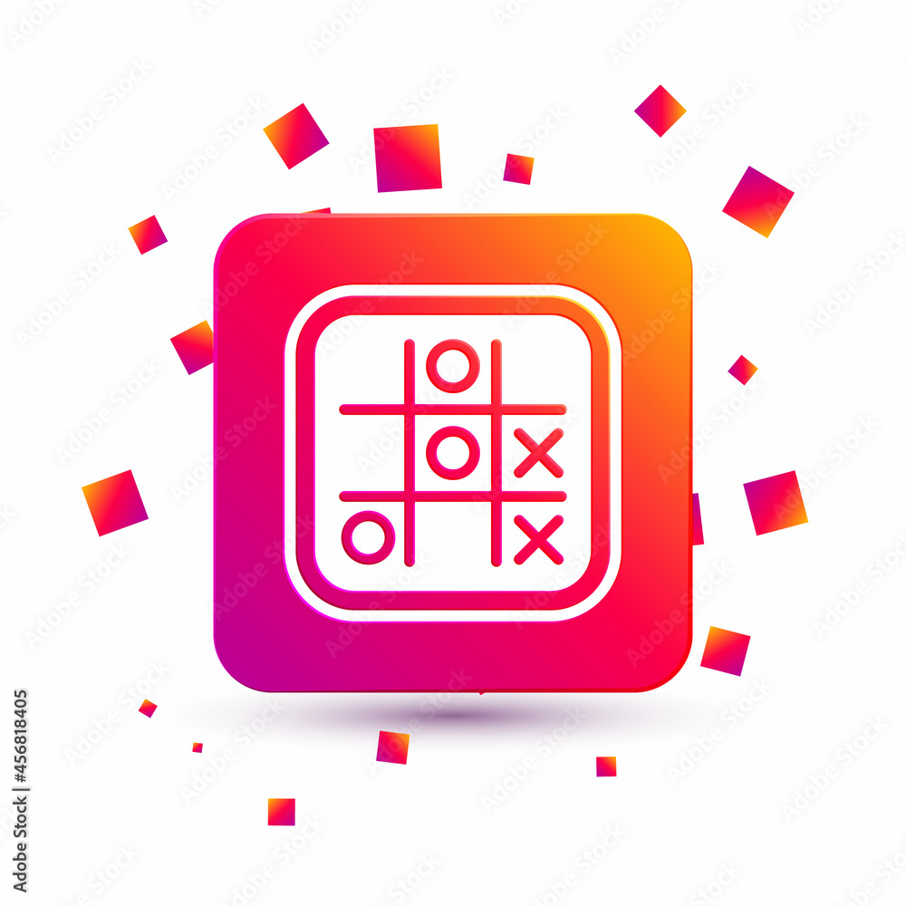 Poster white tic tac toe game icon isolated on white background. square color button. vector