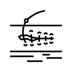 suturing wound line icon vector. suturing wound sign. isolated contour symbol black illustration