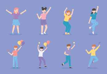 celebrating happy people, set