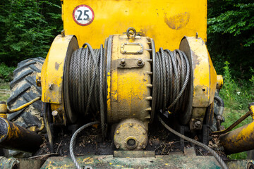 Powerful winch on the LKT forest machine, which is used to pull sawn trees. © tonysk
