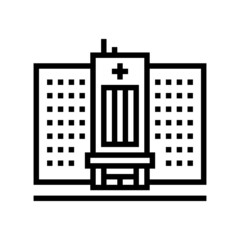 hospital building line icon vector. hospital building sign. isolated contour symbol black illustration