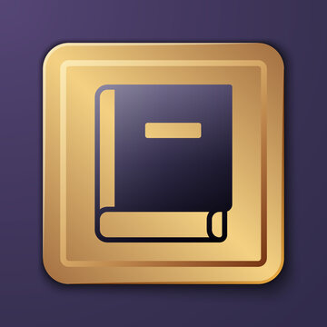 Purple Science Book Icon Isolated On Purple Background. Gold Square Button. Vector