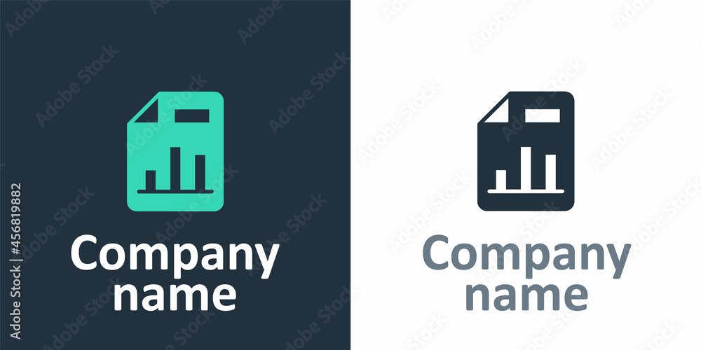 Poster logotype document with graph chart icon isolated on white background. report text file icon. account