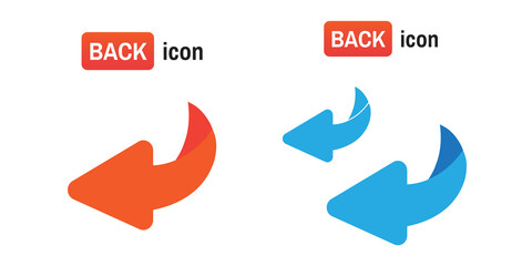 Page turn or back arrow flat vector set