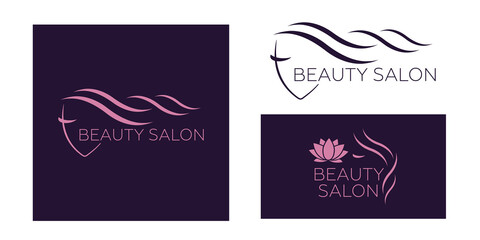 Beautiful woman vector logo template for hair salon, beauty salon, cosmetic. Beautiful woman vector