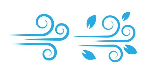Wind icons nature, cool weather, climate - Vector