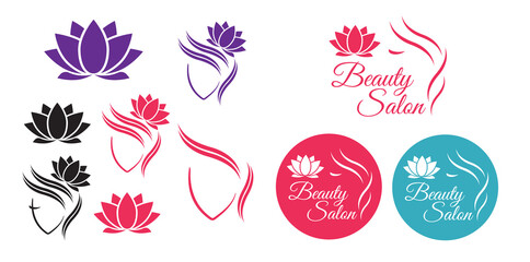 Beautiful woman vector logo template for hair salon, beauty salon, cosmetic. Beautiful woman vector