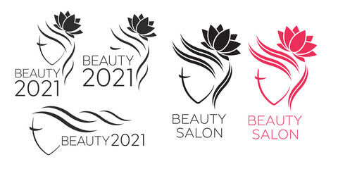 Beautiful woman vector logo template for hair salon, beauty salon, cosmetic. Beautiful woman vector