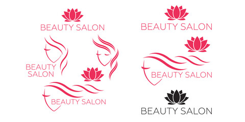 Beautiful woman vector logo template for hair salon, beauty salon, cosmetic procedures, spa center. vector logo template for hair salon