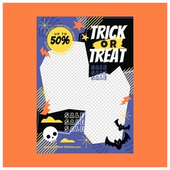 flat halloween party vertical poster template with photo