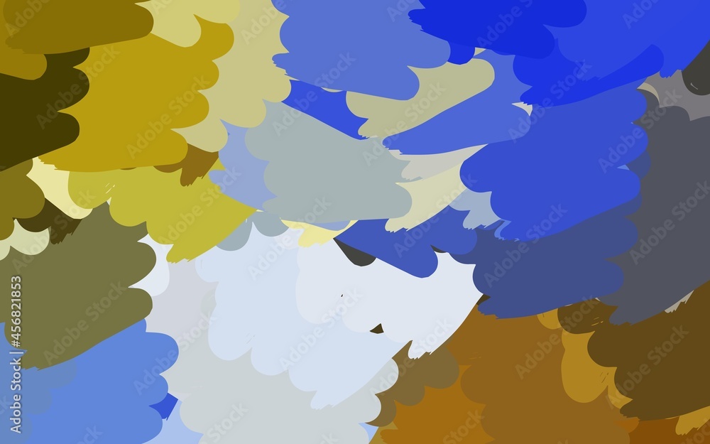 Poster light blue, yellow vector background with abstract shapes.