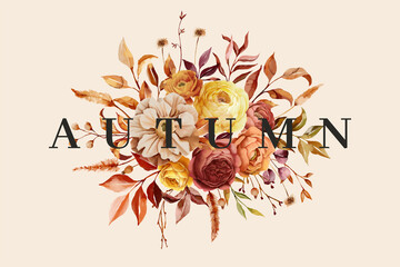 hand drawn autumn floral border