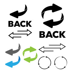 Flip over or turn. Back Arrow icon flat - obrazy, fototapety, plakaty