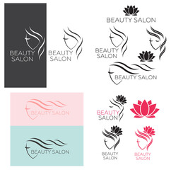 Beautiful woman vector logo template for hair salon, beauty salon, cosmetic procedures, spa center. vector logo template for hair salon