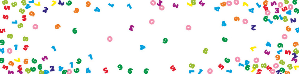 Falling colorful numbers. Math study concept with flying digits. Exquisite back to school mathematics banner on white background. Falling numbers vector illustration.