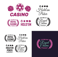 Poker club and casino vector sign set