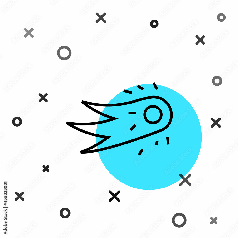Poster black line fireball icon isolated on white background. random dynamic shapes. vector
