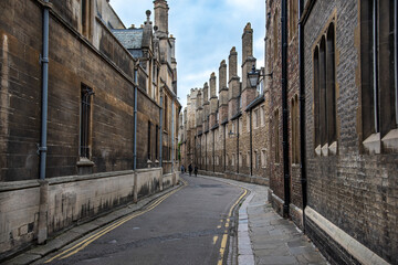 Streets of Cambridge packed with old historical buildings.