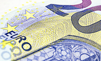 Detail of a 20 euros banknote
