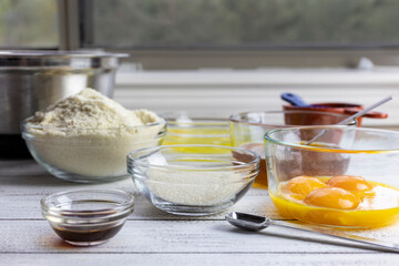 Chocolate cake process made with almond flour for a healthy ulternative to baking