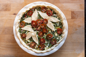 Process for making a Swiss Chard Pie from homemade dough to filling