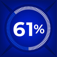 61 percent count on dark blue background