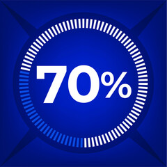 70 percent count on dark blue background