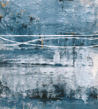 Abstract texture art, blues, whites  and grays on grungy surface 