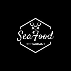 seafood restaurant vintage with crab icon logo design 