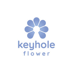 flower and keyhole combination logo design