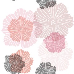 Dark Red vector seamless doodle backdrop with flowers.