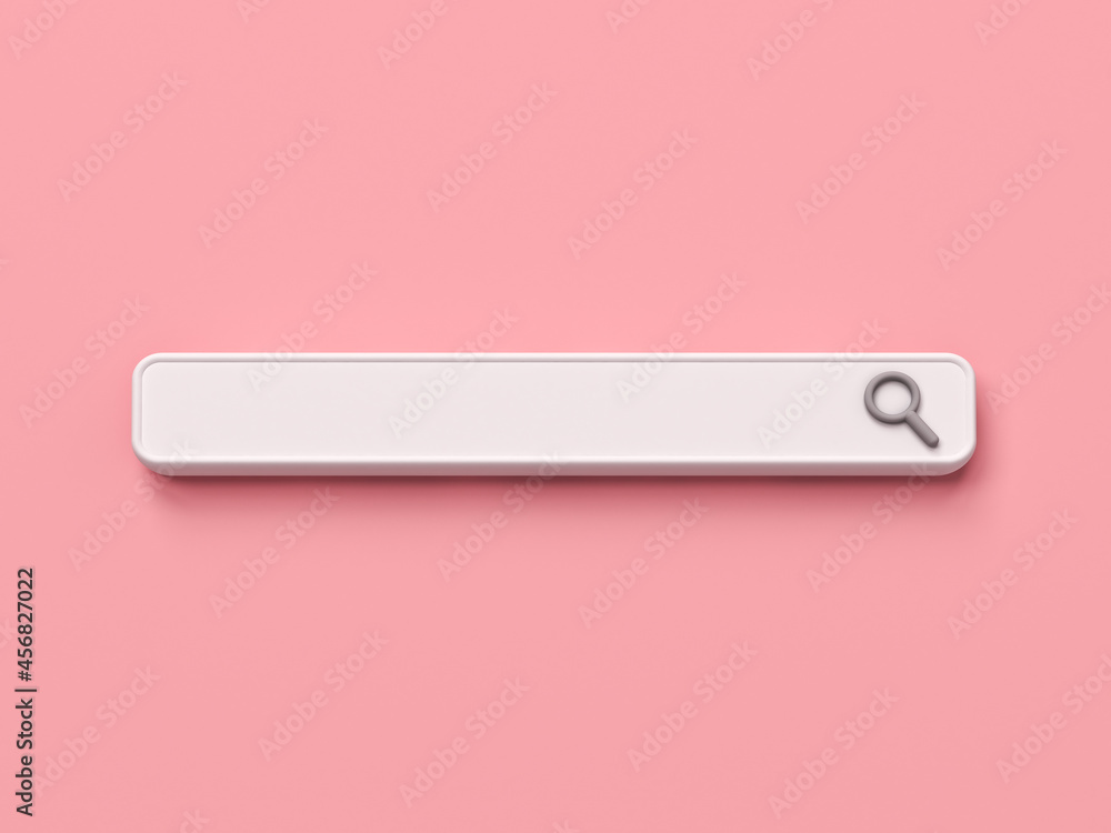 Poster Blank search bar isolated on pink pastel color background with shadow minimalism conceptual 3D rendering