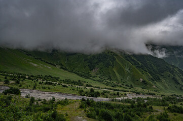 Fototapeta na wymiar beautiful panorama opening at the entrance to South Ossetia