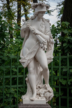 Sculpture of Roman goddess of war Bellona in Summer garden, Sankt Petersburg, Russia