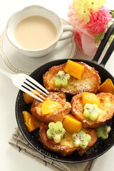 Homemade kiwi fruit and mango French toast for cafe food image