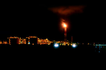 Oil refinery and gas plant and tower column of petrochemical industry.