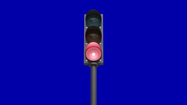 traffic light changing light, 3d, blue screen