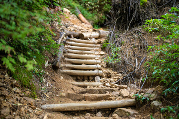 長野県安曇野市にある燕岳を登山する風景 A view of climbing Mt. Tsubame in Azumino City, Nagano Prefecture. 
