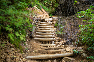 長野県安曇野市にある燕岳を登山する風景 A view of climbing Mt. Tsubame in Azumino City, Nagano Prefecture. 