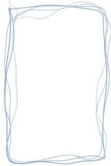 minimalist digital hand drawing abstract illustration of one line blue frame rectangle, white background, space for text