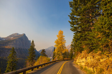 Fall foliage on the Going-to-the-Sun road, Glacier National Park, Montana
