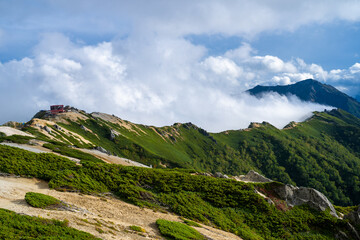 長野県安曇野市にある燕岳を登山する風景 A view of climbing Mt. Tsubame in Azumino City, Nagano Prefecture. 