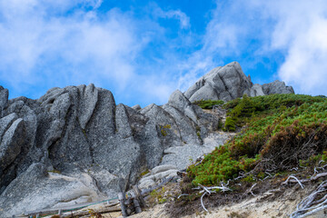 長野県安曇野市にある燕岳を登山する風景 A view of climbing Mt. Tsubame in Azumino City, Nagano Prefecture. 