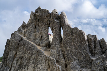 長野県安曇野市にある燕岳を登山する風景 A view of climbing Mt. Tsubame in Azumino City, Nagano Prefecture. 