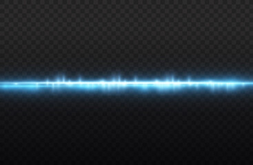 Laser beams, horizontal blue light rays streaks.