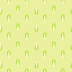 Seamless pattern Chinese cabbage on beige background. Simple ornament with lettuce.