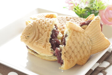 Japanese food, fish and red bean pan cake Teriyaki