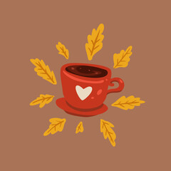 hand drawn cute a cup of tea. flat illustration